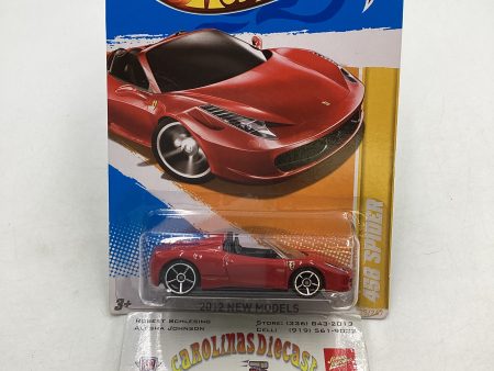 2012 Hot Wheels #025 Red Ferrari 458 Spider Hot on Sale