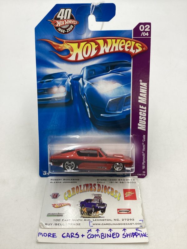 2009 Hot Wheels #134 68 Plymouth Hemi Cuda Red 50C Online Sale