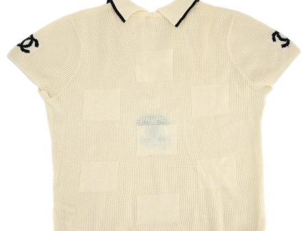 [FF Satsuei 10 1]Chanel Short Sleeve Sweater Knit Top Ivory 01C #46 Discount