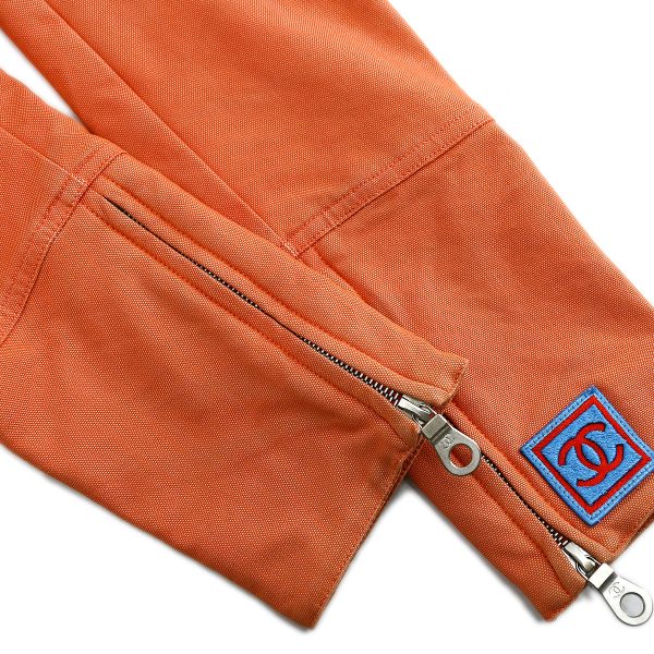 Chanel Sport Line Zip Up Jacket Orange 02S #38 Hot on Sale