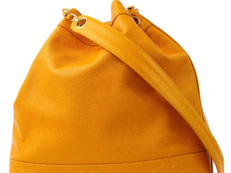 Chanel 1996-1997 Orange Caviar Triple CC Bucket Shoulder Bag Sale