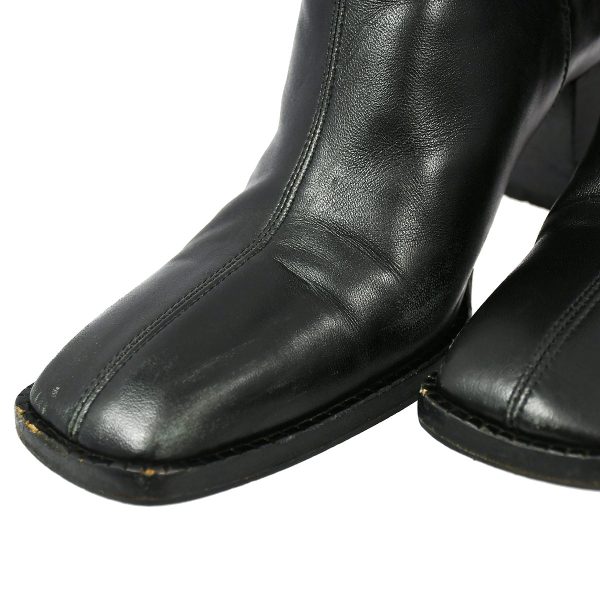 Chanel * Black Leather Short Boots Shoes #36 1 2 Online Sale