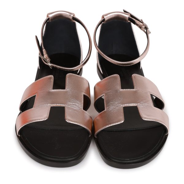 Hermes Santorini Sandals Metallic Pink 37 Sale