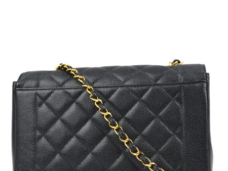 Chanel 1997-1999 Black Caviar Medium Diana Shoulder Bag Discount