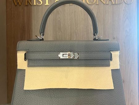 Hermes Kelly 25 Retourne Veau Togo Vert Amande Palladium Hardware Cheap