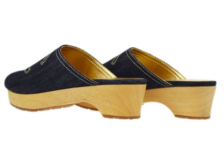 Chanel Navy Denim Sabot Shoes Sandals #35 Online Hot Sale