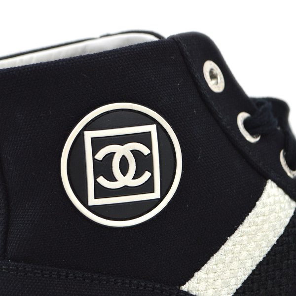 Chanel Black Sport Line High Cut Shoes Sneakers #37 Cheap