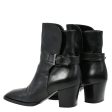 Chanel * Black Leather Short Boots Shoes #36 1 2 Online Sale