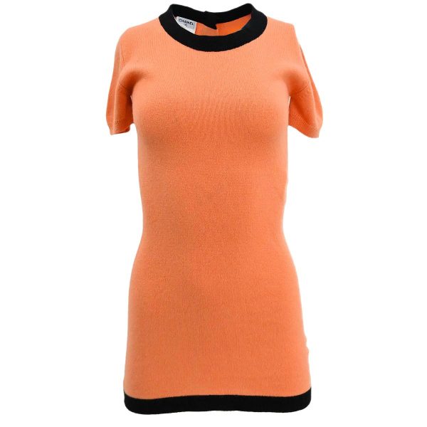 Chanel Set Cardigan Short Sleeve Dress Orange 95A #38 For Discount