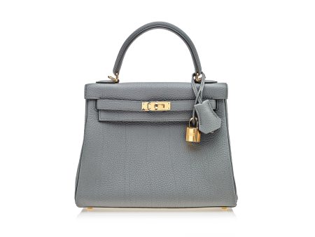 Hermes Kelly 25 Retourne Veau Togo 63 Vert Amande Gold Hardware Online now