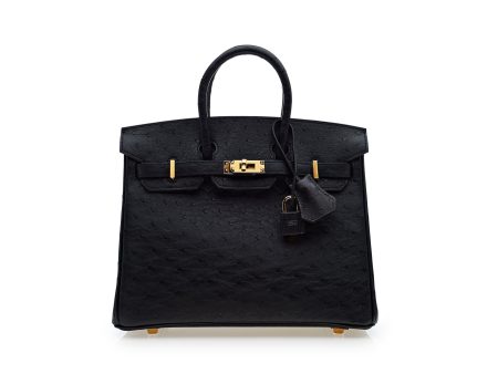 Hermes Birkin 25 Noir Ostrich Leather Gold Hardware Online