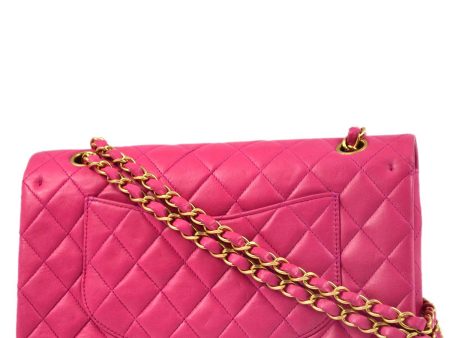 Chanel * 2000-2001 Pink Lambskin Medium Classic Double Flap Shoulder Bag Hot on Sale