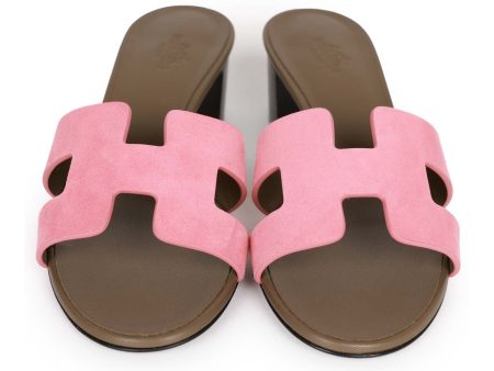 Hermes Oasis Sandals Rose Suede 36.5 Hot on Sale