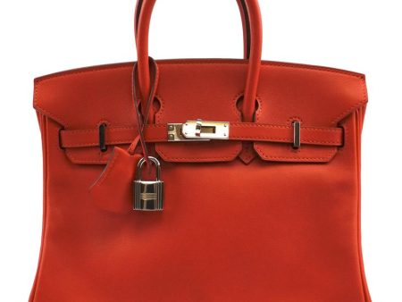 Hermes Birkin 25cm Elegant Handbag Small Tote Capucine Red with Orange Undertone Swift Leather Satchel Online now