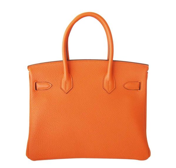 Hermes Birkin 30 Bag Orange Togo Leather For Sale