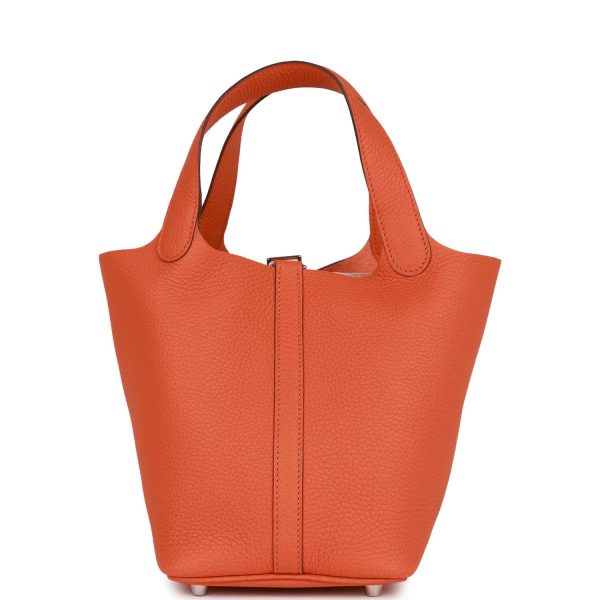 Hermes Picotin Lock 18 Orange Clemence Palladium Hardware Online now