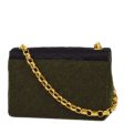 Chanel 1989-1991 Black Green Satin Felt Straight Flap Shoulder Bag Fashion