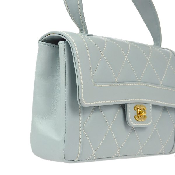 Chanel 2005-2006 Light Blue Calfskin Wild Stitch Handbag For Discount