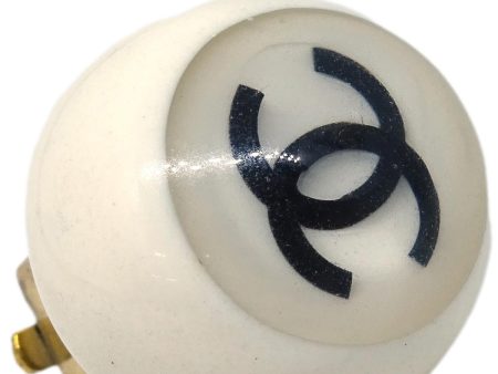 Chanel Button Earrings Clip-On White 01P Hot on Sale