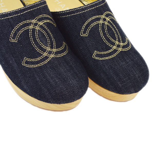 Chanel Navy Denim Sabot Shoes Sandals #35 Online Hot Sale