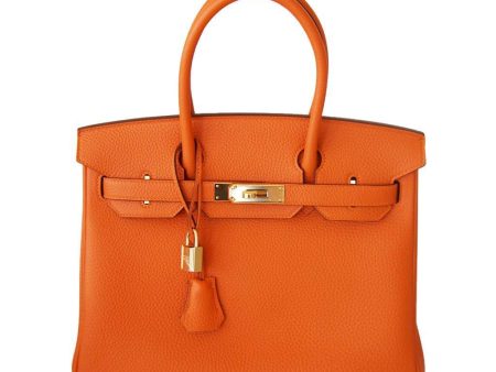 Hermes Birkin 30 Bag Orange Togo Leather For Sale