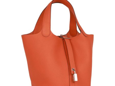 Hermes Picotin Lock 18 Orange Clemence Palladium Hardware Online now