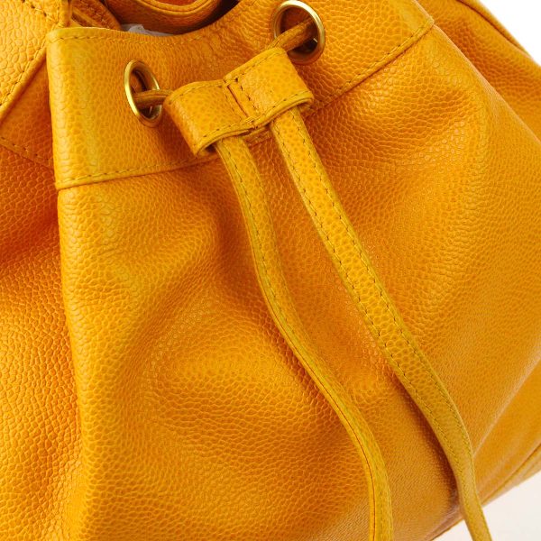 Chanel 1996-1997 Orange Caviar Triple CC Bucket Shoulder Bag Sale