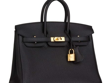 Hermes Birkin 25 Black Togo Gold Hardware Hot on Sale