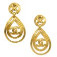 Chanel Dangle Hoop Earrings Clip-On Gold 96P For Sale