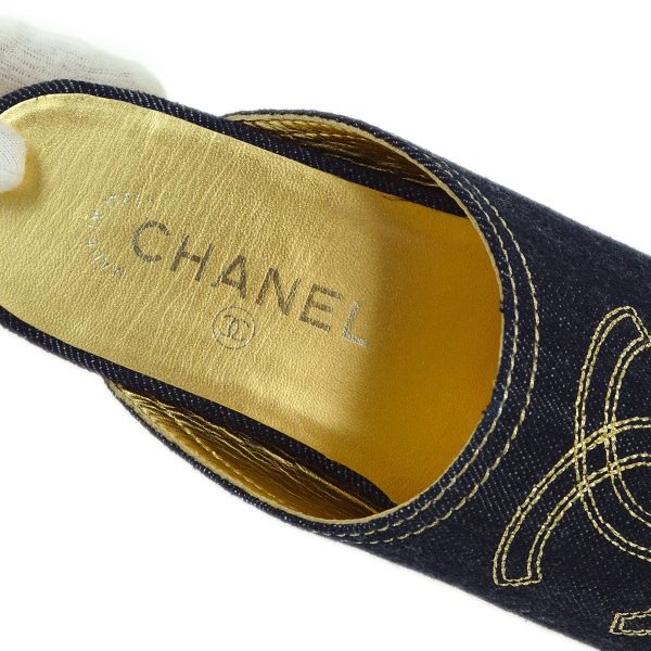 Chanel Navy Denim Sabot Shoes Sandals #35 Online Hot Sale