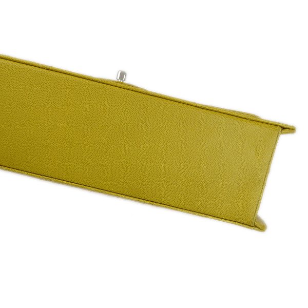 Chanel 1997-1999 Yellow Green Caviar Single Flap Shoulder Bag Hot on Sale