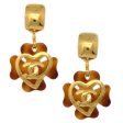 Chanel Clover Dangle Earrings Gold Clip-On 95P Hot on Sale