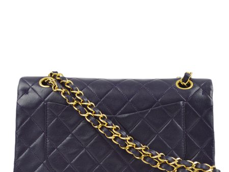 Chanel * 1989-1991 Navy Lambskin Small Classic Double Flap Shoulder Bag Cheap