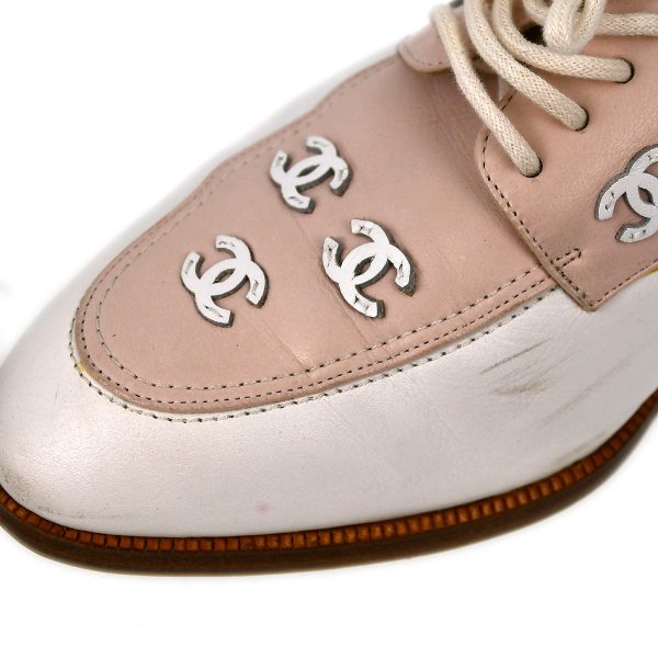 Chanel * Pink Oxford Shoes #36 1 2 For Sale