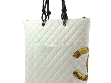 Chanel 2004-2005 White Calfskin Cambon Ligne Tote Handbag For Discount