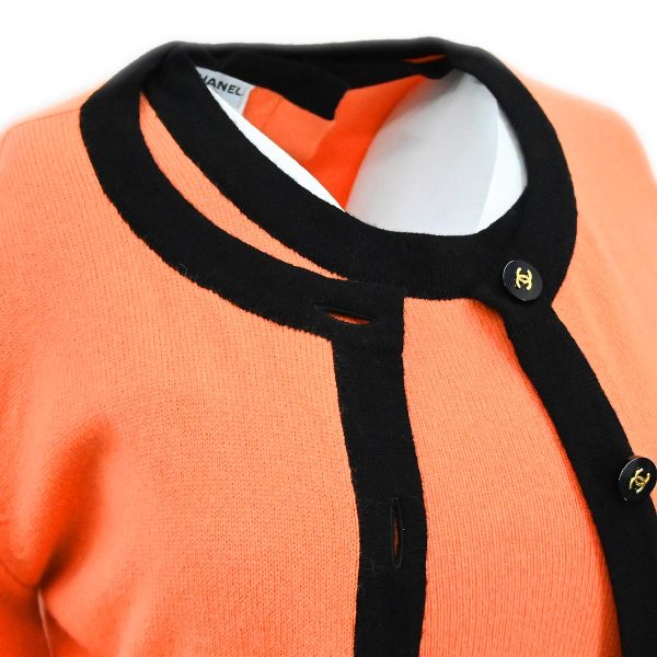 Chanel Set Cardigan Short Sleeve Dress Orange 95A #38 For Discount