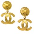 Chanel Gold Dangle Earrings Clip-On 94P on Sale