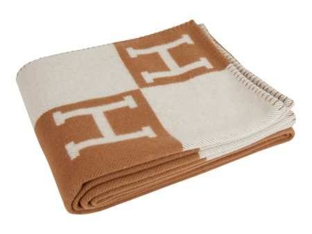 Hermes  Classic Avalon  Ecru and Camel Blanket Online now