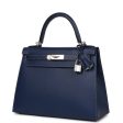 Hermes Special Order (HSS) Kelly 28 Sellier Bleu Indigo Epsom Palladium Hardware Discount