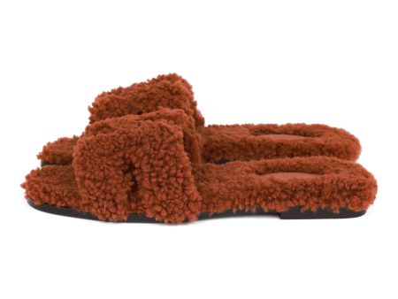 Hermes Oran Sandals Cognac Woolskin 38 Online