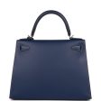 Hermes Special Order (HSS) Kelly 28 Sellier Bleu Indigo Epsom Palladium Hardware Discount