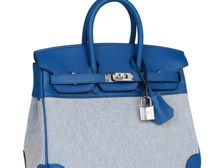 Hermes Birkin 25 Bleu Bill Toile H and Bleu France Swift Swift Palladium Hardware Online Sale