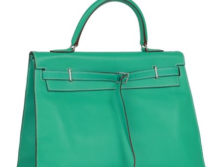 Hermes Kelly 35 Flat Lagoon Swift Palladium Hardware Hot on Sale