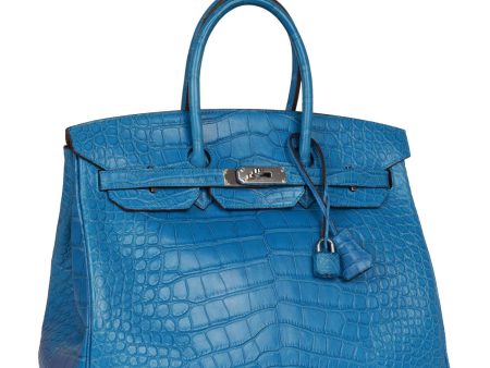 Hermes Birkin 35 Mykonos Matte Alligator Palladium Hardware Online Sale