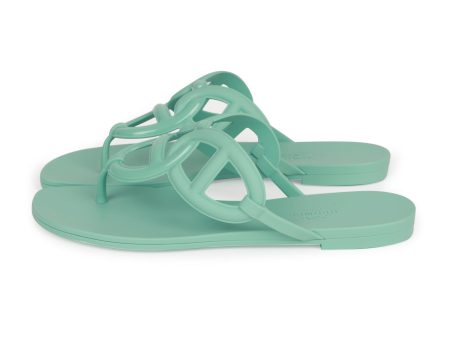 Hermes Egerie Sandals Vert Embrun Rubber 37 Supply