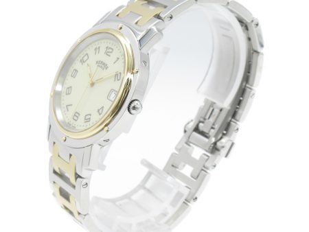 HERMES Clipper Wrist Watch Watch Wrist Watch CL6.720 Quartz Ivory Gold Plated Stainless Steel Discount