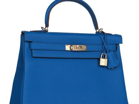 Hermes Kelly 32 Retourne Bleu Royal Verso Togo Permabrass Hardware Online