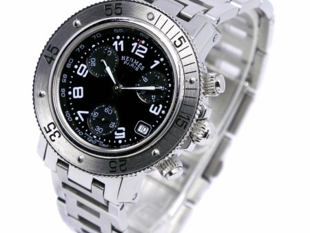 HERMES Diver s Watch Clipper CL2.310 Stainless Steel Silver Quartz Chronograph Ladies Black Dial Sale