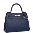 Hermes Special Order (HSS) Kelly 28 Sellier Bleu Indigo Epsom Palladium Hardware Discount