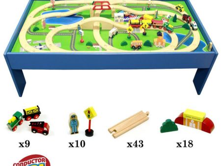 Conductor Carl 80 Piece Wooden Train Set with Table Online now